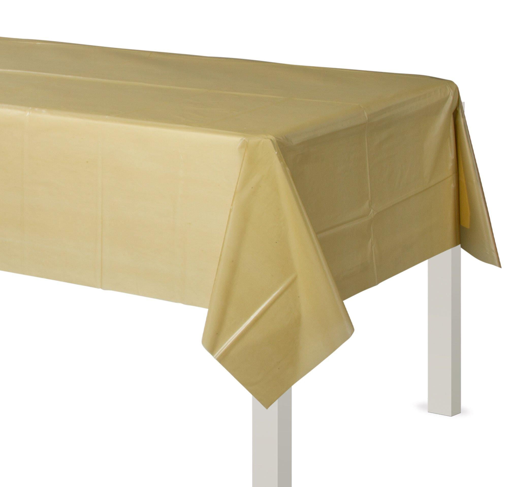 Amscan Go Brightly Solid Plastic Table Cover, Rectangular, 54" x 108", Gold
