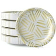 thumbnail image 1 of Amscan Gold Motif Paper Plates Disposable Heavy Duty 10 Inch White and Gold Paper Plates for Party 96 Pcs 350 GSM Paper Plates, Birthday Supplies, 1 of 6