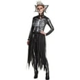 thumbnail image 1 of Amscan Gothic Skeleton Queen Halloween Costume for Women, Small (2-4), Includes Bodysuit, Collar, Crown, Tie-on Bustle, 1 of 1