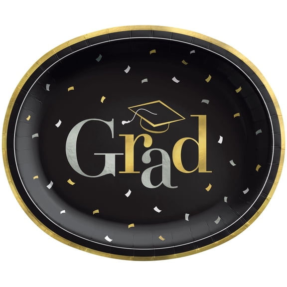 Amscan Graduation Celebration Oval Paper Plates, 12"  40 Count