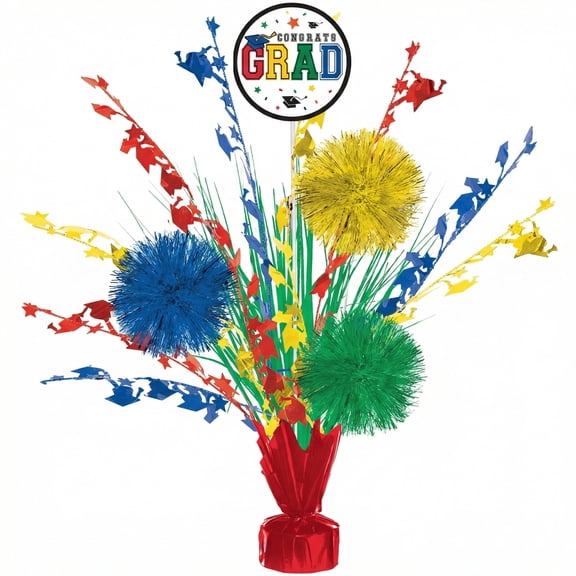 Amscan Graduation Multi-Colored Tinsel Burst Centerpiece – 2 Count