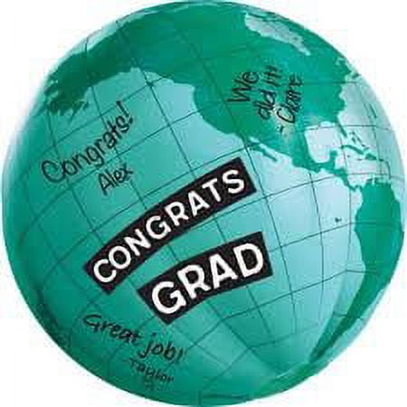 Amscan Graduation The World Awaits Inflatable Autograph Globes, 22", Blue, Pack Of 2 Globes