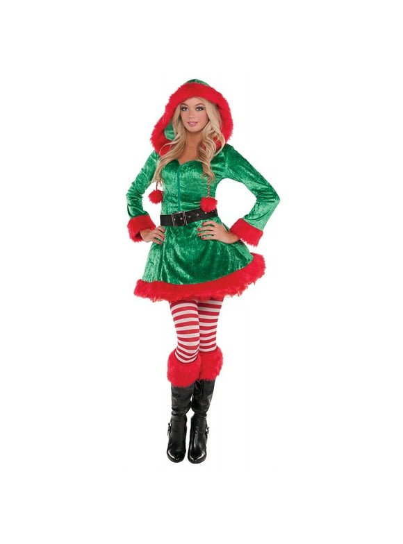 Amscan Green Sassy Elf Women's Halloween Fancy-Dress Costume for Adult, Plus L