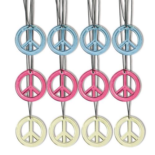 Neon Doodle Peace Sign Necklaces / Favors (12ct)