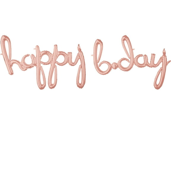 Amscan "Happy B-Day" Cursive Balloon Banner, 76" x 27", Rose Gold