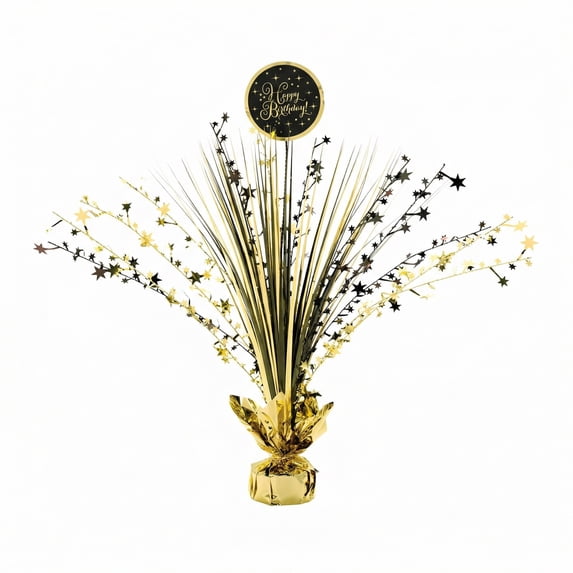 Amscan “Happy Birthday” Gold Starburst Centerpiece Spray – 2 Count