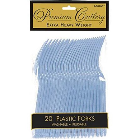 Amscan Heavyweight Pastel Blue Plastic Forks, 20 Ct.