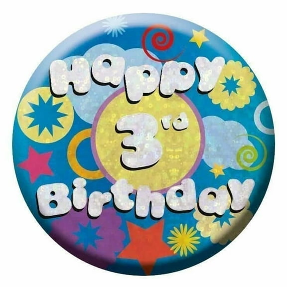 Amscan Holographic 3rd Birthday Button