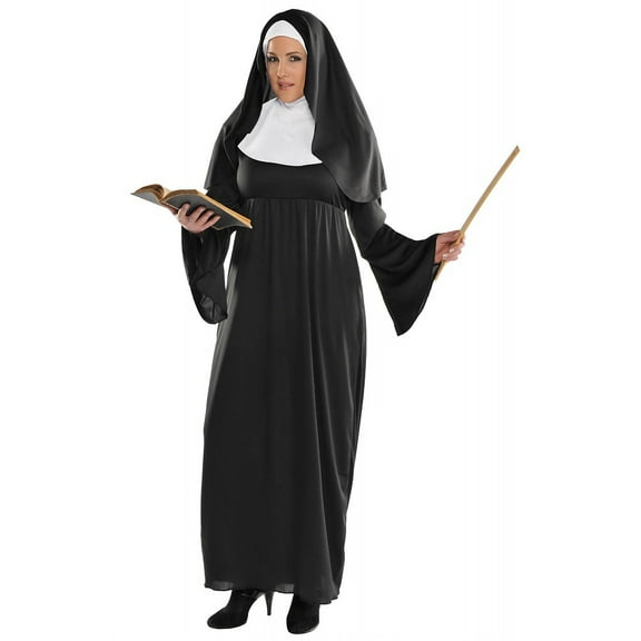 Amscan Holy Sister Nun Halloween Costume for Women, Plus Size, Includes Veil, Collar, Dress