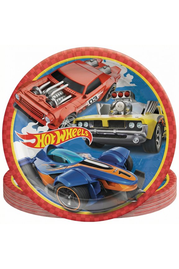Hot Wheels 9-Inch Round Paper Plates, 16 Count