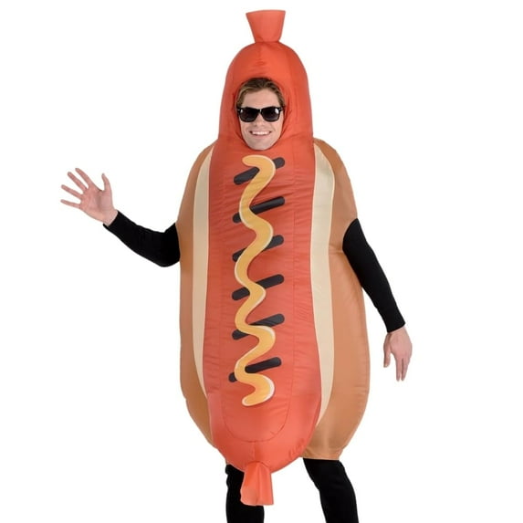 Amscan Inflatable Hot Dog Costume with battery operated fan Adult (Standard)