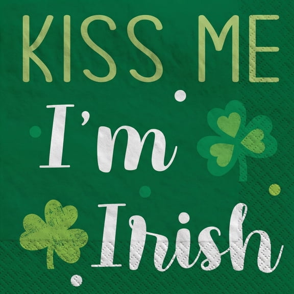 Amscan Irish Blessings St. Patrick’s Day Beverage Napkins, 5 in, 32 Count