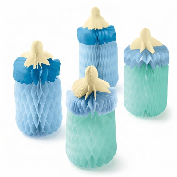 Amscan It’s A Boy Baby Bottle Honeycomb Centerpiece Kit – 8 Pack