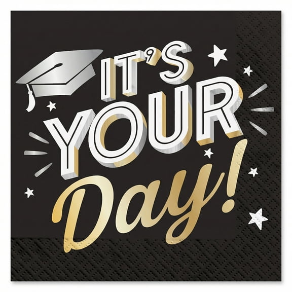 Amscan "It's Your Day" Graduation Luncheon Napkins, 32 Count, 6.5" x 6.5"