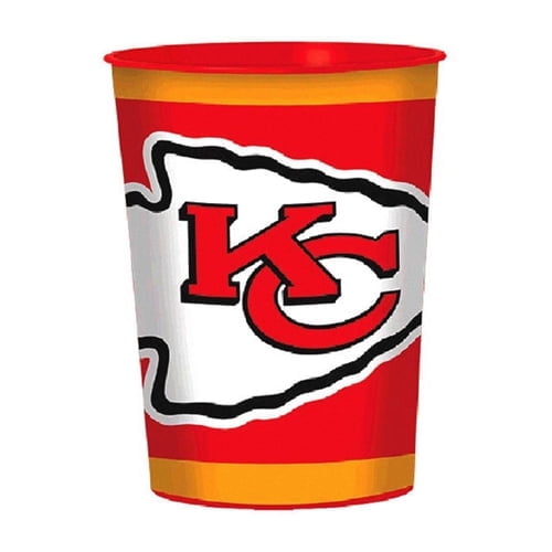 Amscan Kansas City Chiefs NFL Reusable Hard Plastic Drink Cup 10 Count 16 oz, Red Gold White