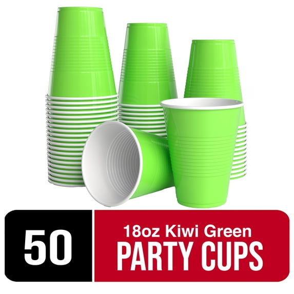 Amscan Kiwi Green 18oz Plastic Party Cups – 50 Count
