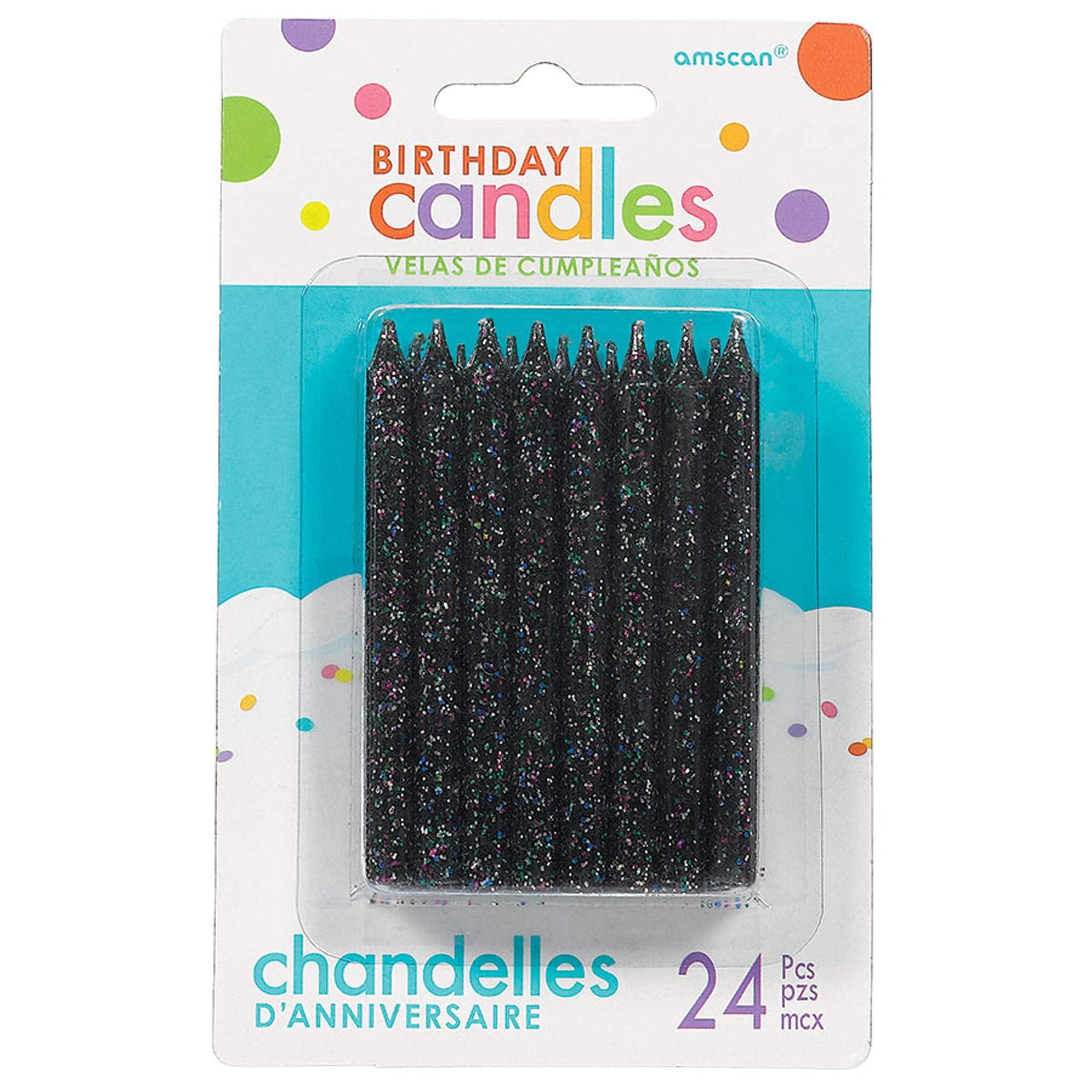 Amscan Large 3.25" Black Spiral Candle Sets (24ct) Party Supplies, 3 1/4"
