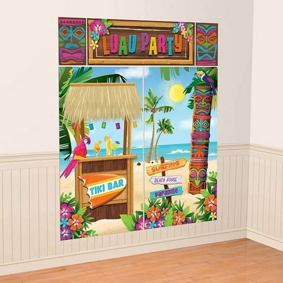 Amscan Luau Tiki Scene Setter Wall Party Decorating Kits