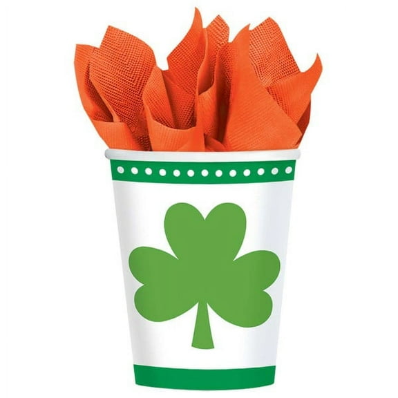 St. Patrick's Day 'Lucky Shamrocks' 9oz Paper Cups (8ct)