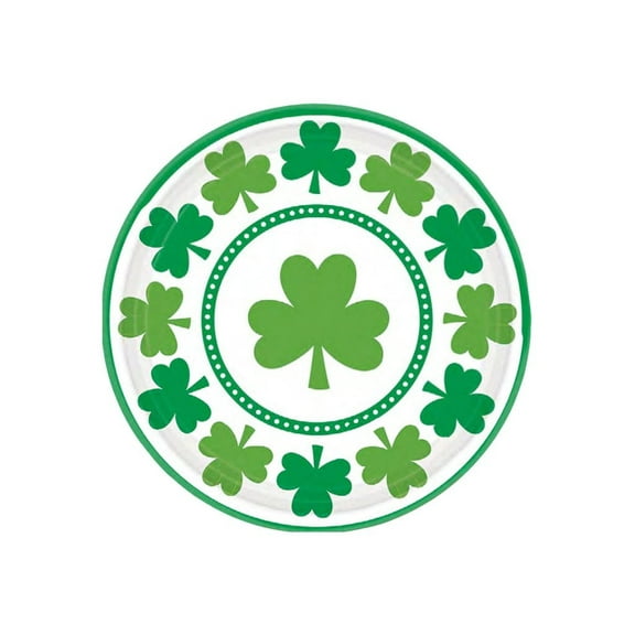 Amscan Lucky Shamrocks Party Disposable Paper Plates, 7.01", 8 Count, 1 Pack