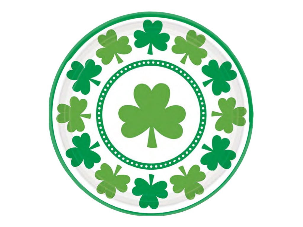 Amscan Lucky Shamrocks Party Disposable Paper Plates, 7.01