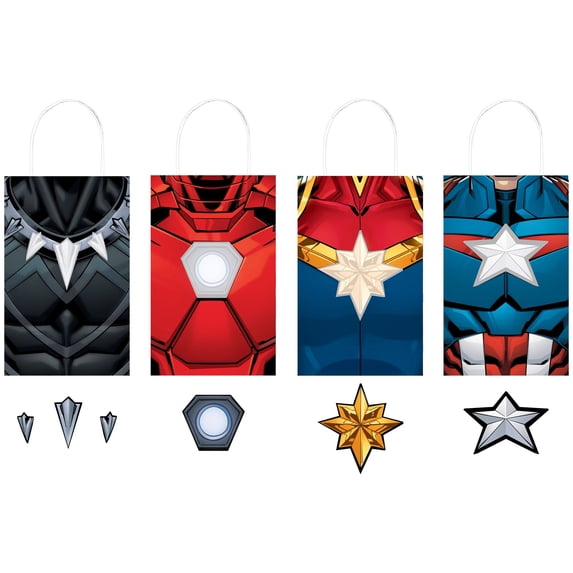 Amscan Marvel Avengers Customizable Kraft Favor Bags Kit, 16 Count