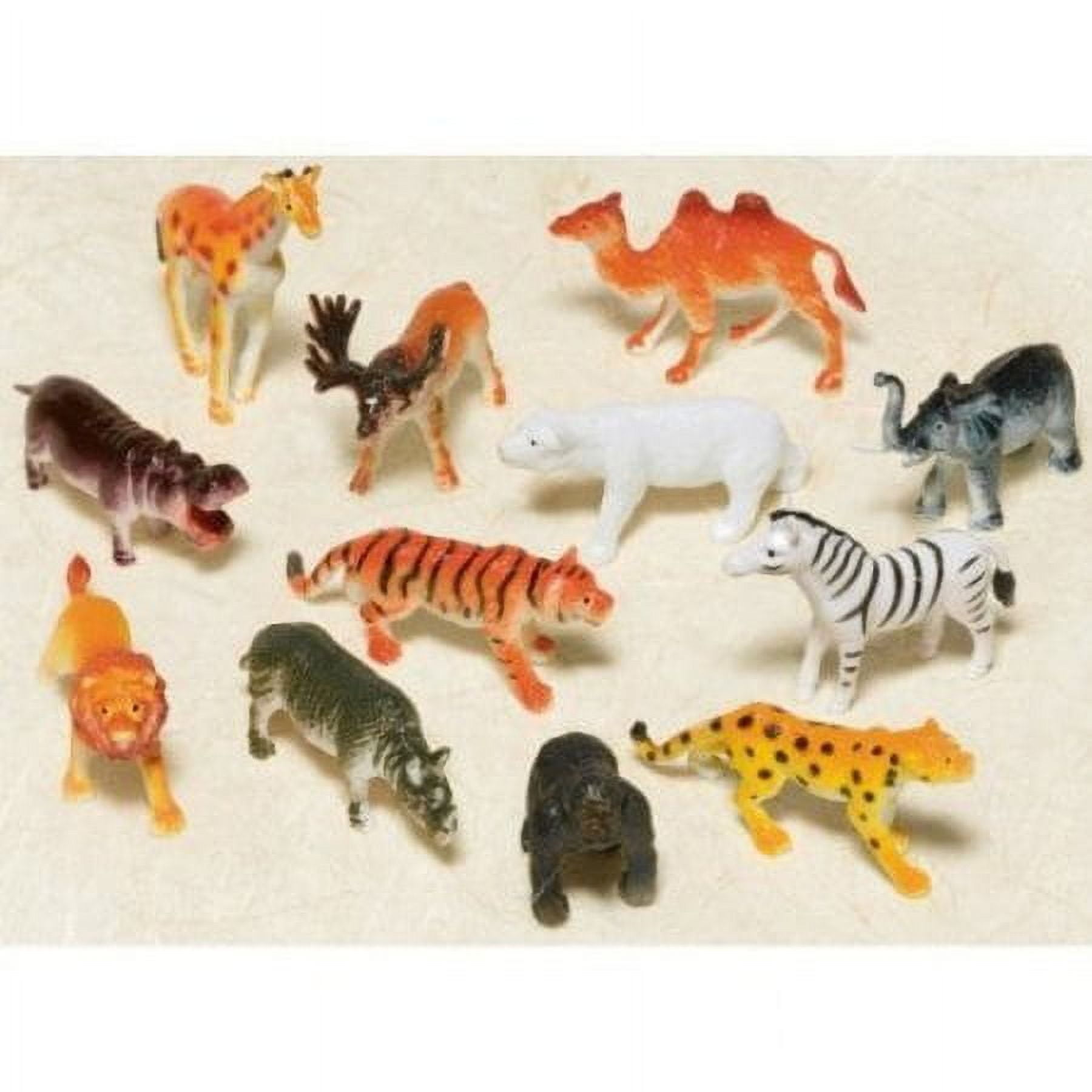 Miniature Multicolor Plastic Jungle Animal Figurine Set, 12-Pack