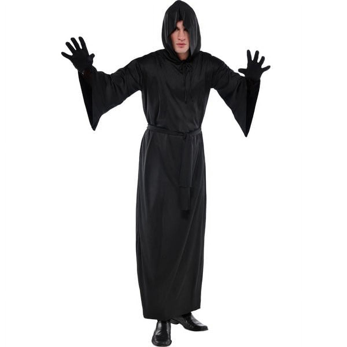 Hooded Adult Long Black Horror Robe Grim Reaper Scream - Walmart.com