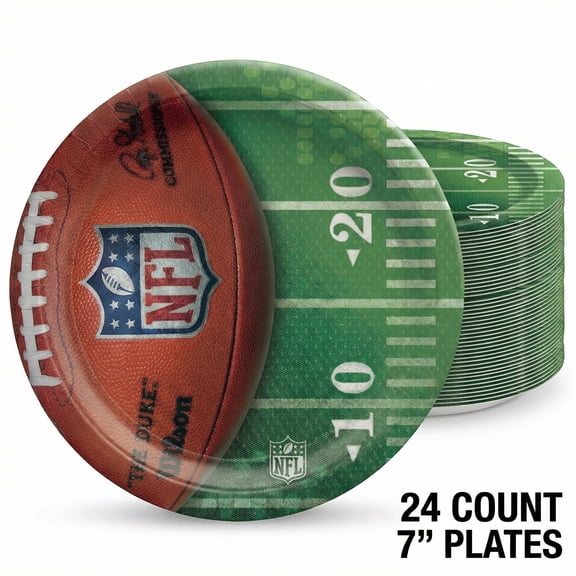 Amscan NFL Drive Heavy Duty Disposable Paper Plates, 7", 24 Count