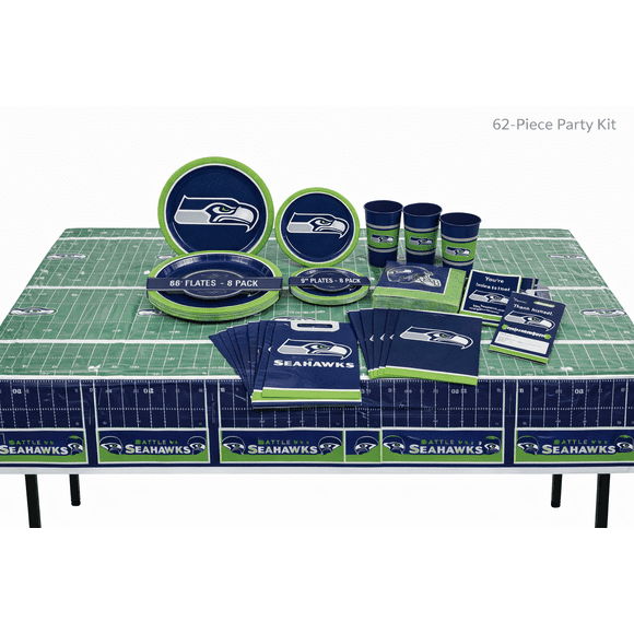 Amscan NFL Seattle Seahawks 62-Piece Party Kit