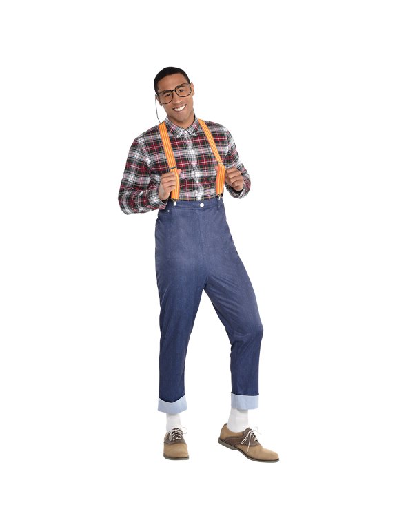 Neighborhood Nerd Fancy-Dress Costume for Adults with Glasses and Suspenders for Adults, S/M
