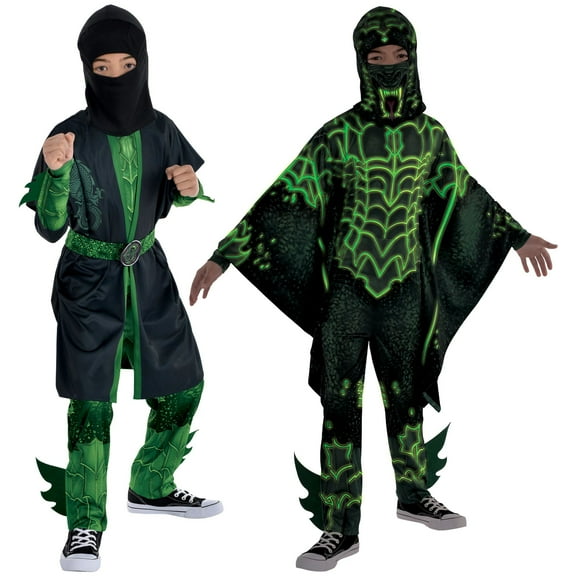 Amscan Ninja Deluxe Transformative Ninja to Dragon Green Glow in the Dark Costume Boys Medium (8-10)