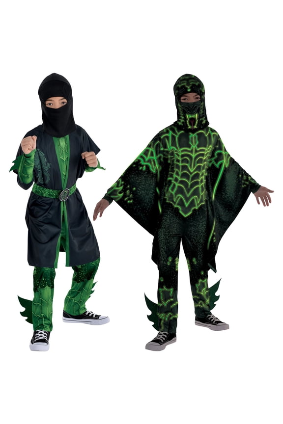 Ninja Deluxe Transformative Ninja to Dragon Green Glow in the Dark Costume Boys Medium (8-10)