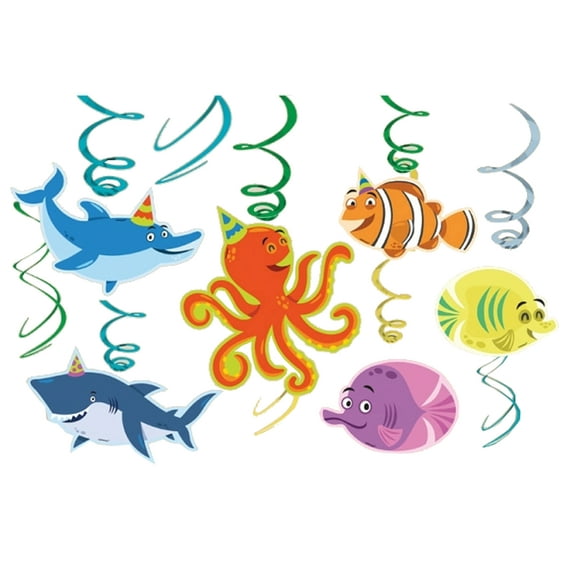 Amscan Ocean Buddies Swirl Party Decorations, 12 Count