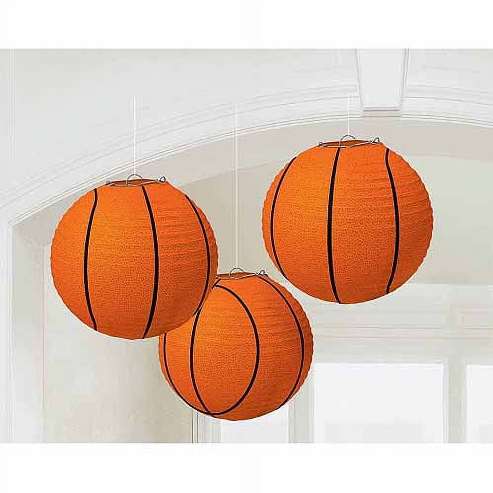 Amscan Orange Black Paper Party Lanterns & Hanging Pom Poms