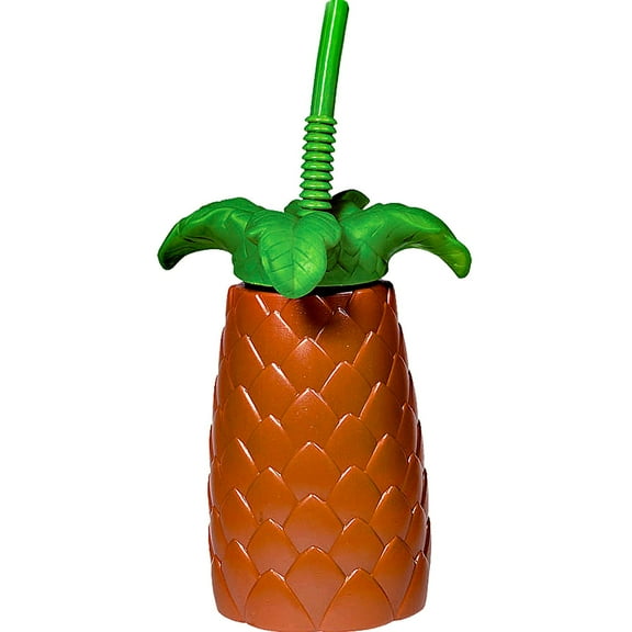 Amscan Palm Tree Shaped 22 oz. Plastic Cup, Brown Green