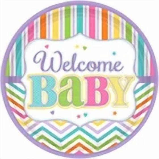 Amscan Party Baby Shower Welcome Baby Brights Chevron 18Ct Round Paper Plates