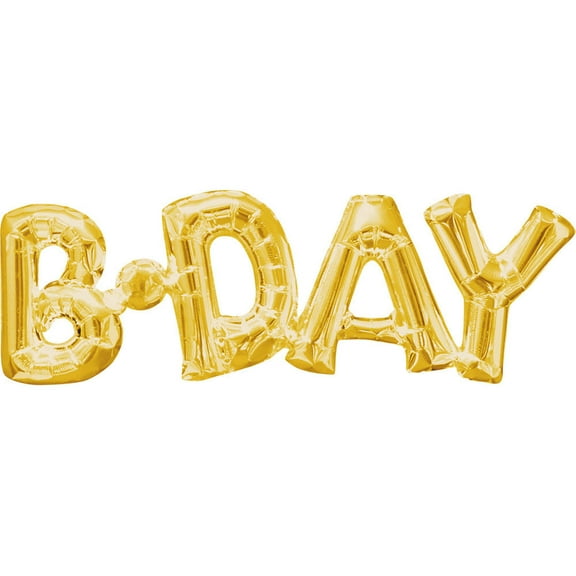 Amscan Party Decorations, Balloon Air-Filled Phrase B-Day, Party Supplies, Gold, 26" x 9"