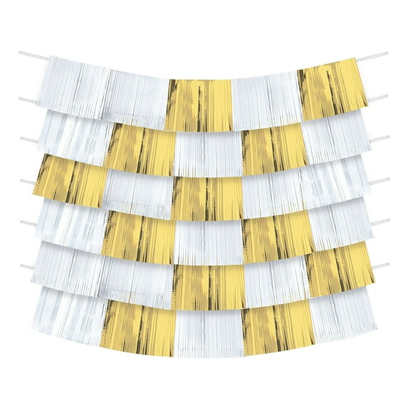 Amscan Party Fringe Banner Gold/White 9/Pack (244400.19)