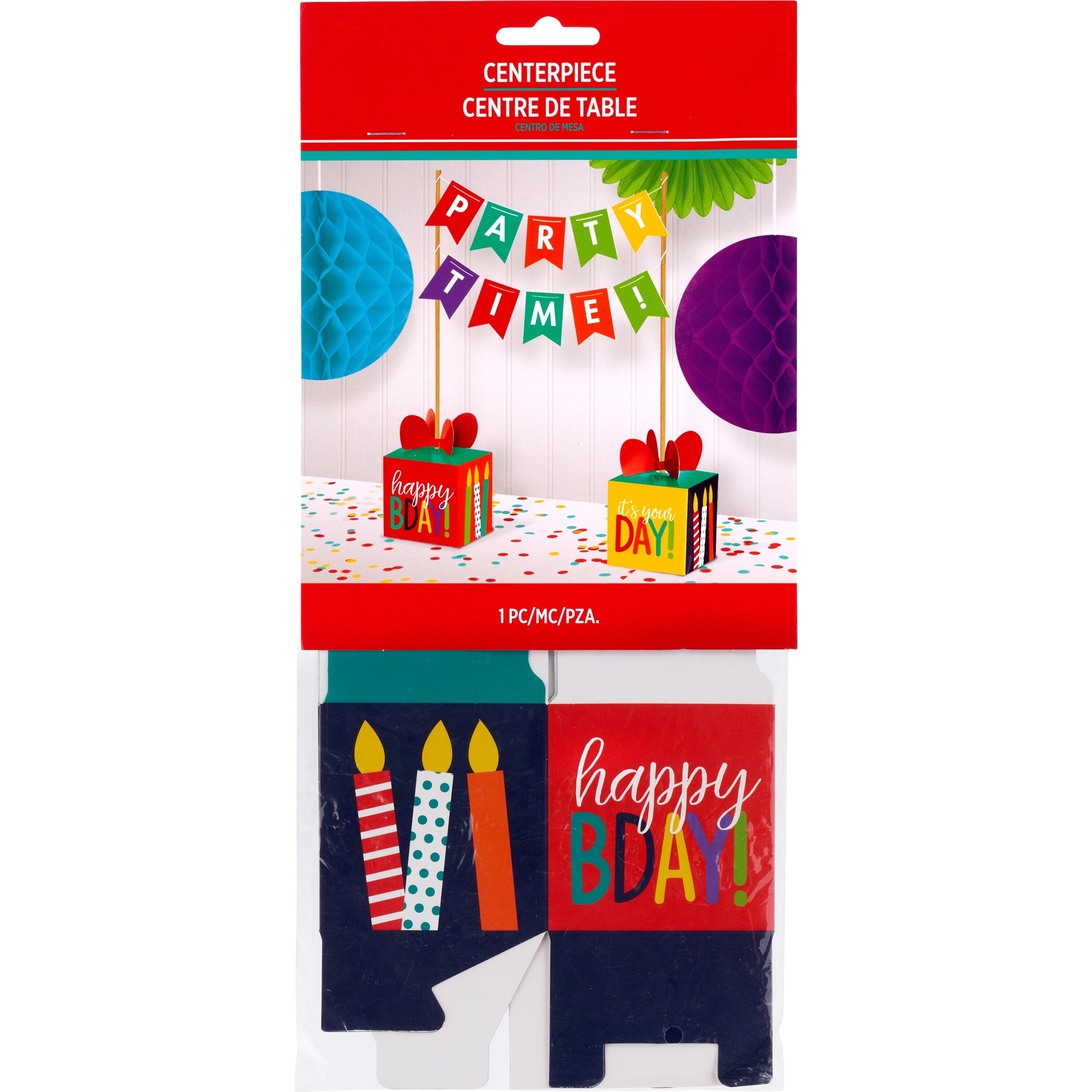 Colorful Rainbow Happy Birthday Table Centerpiece Banner