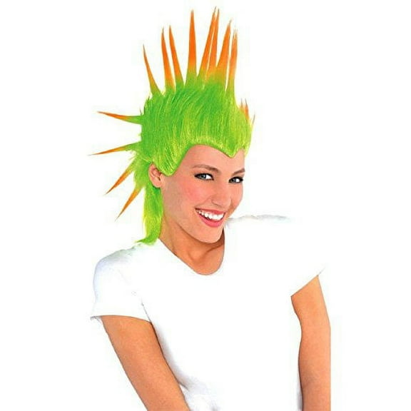 Amscan Party Ready Team Spirit Mohawk Wig, Green, 10.6 x 8.2"
