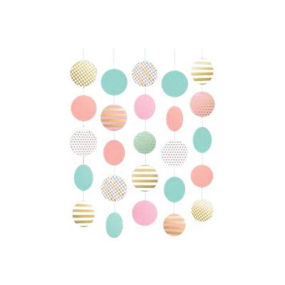 Amscan Party String Circle Decorations Metallic Rose Gold/Pink 5/Pack (672427.90)