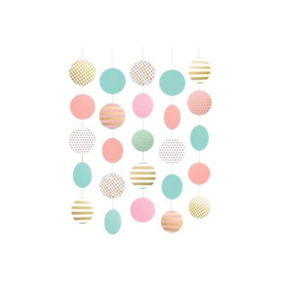Amscan Party String Circle Decorations Metallic Rose Gold/Pink 5/Pack (672427.90)
