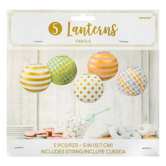 Amscan Pastel Confetti Mini Paper Lanterns (5ct)