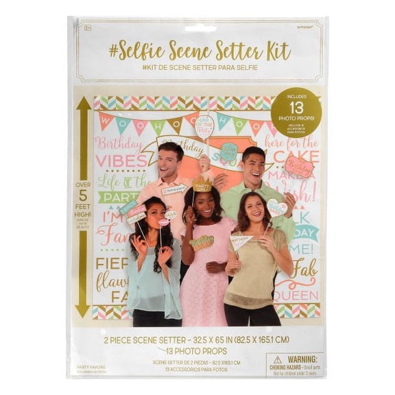 Amscan Pastel Confetti Wall Poster Decorating Kit with Photo Props, 15 Pieces