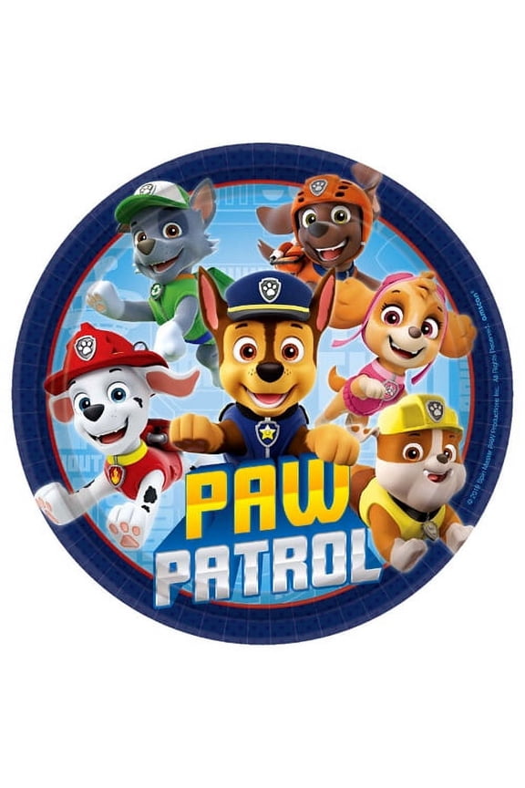 Paw Patrol 7" Round Paper Party Plates, Colorful, 8 Count