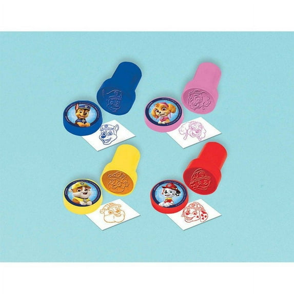 Amscan Paw Patrol Adventures Stamper Set, Blue/Purple/Red, 4 Pieces, Kids Craft Party Favors