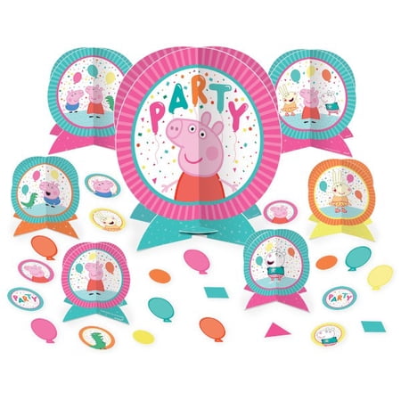 Amscan Peppa Pig Birthday Party Decorating Kit, 12.75 x 10.25 x 8.75 in Cardstock Pink, 27 Pieces