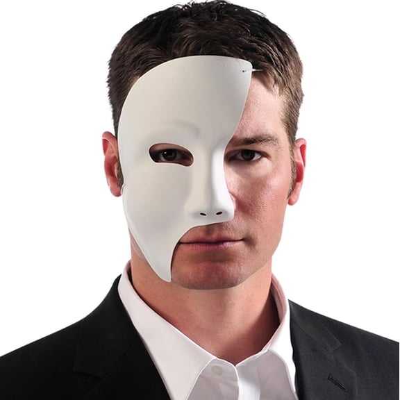 Amscan Phantom Costume Mask White Plastic Adult One Size 1 Per Package