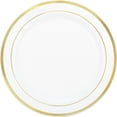 thumbnail image 1 of Amscan Plastic Plates, 10-1/4", White/Gold, Pack Of 10 Plates, 1 of 2